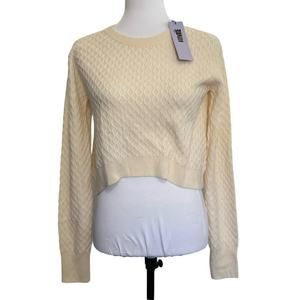 Wilt Sweater Cashmere Cream Knit High Low Hem Long Sleeve‎ Size S